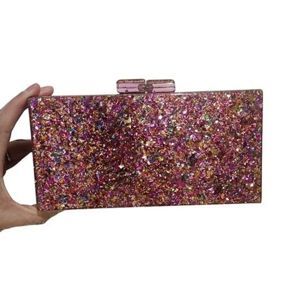 Evil Eye Clutch Womens Small Pink Glitter Statement Party Bag Boho Party Gala